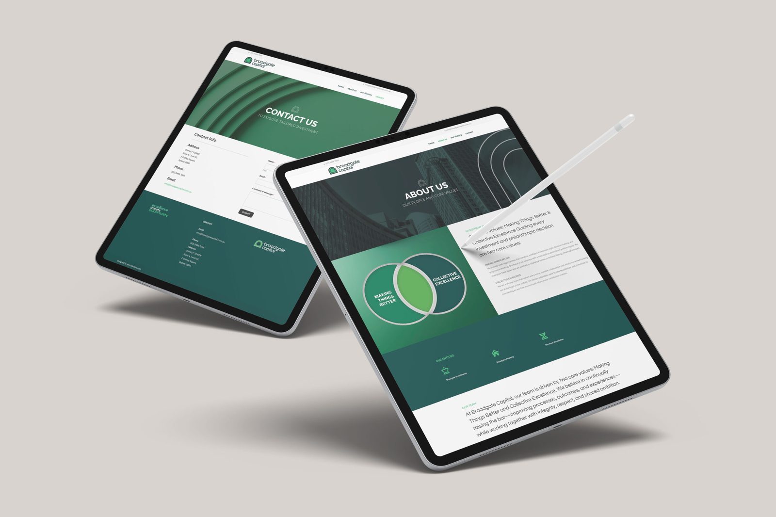 Broadgate Capital website shown on iPad