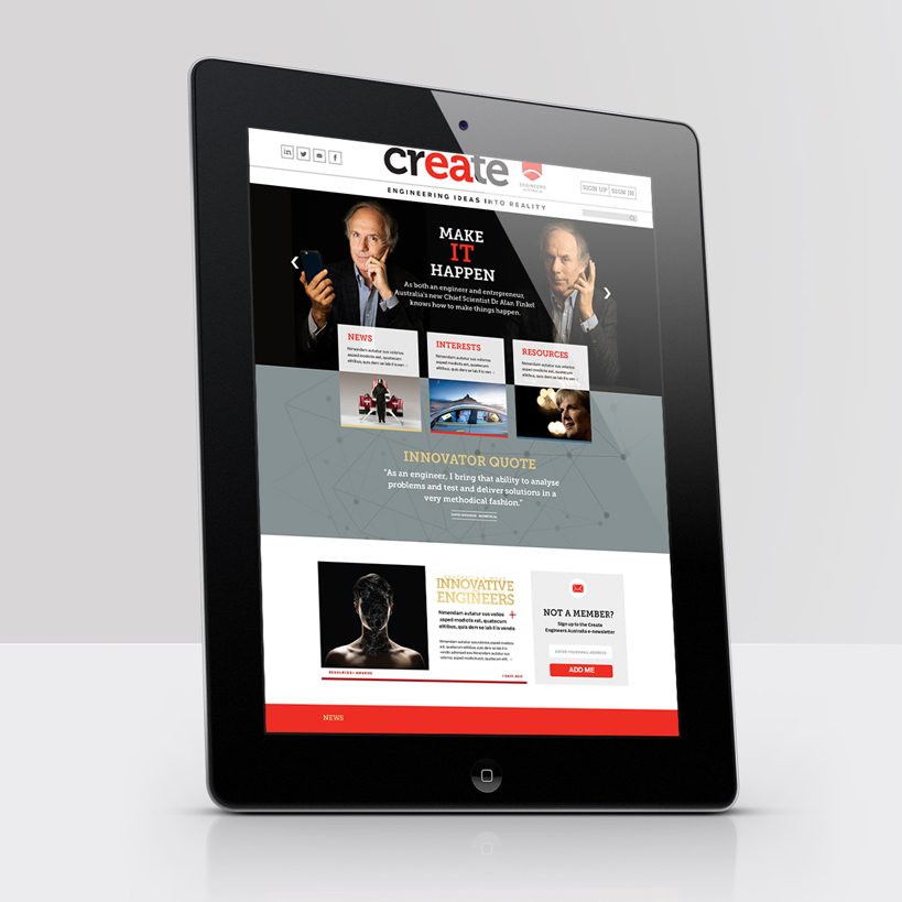 Create magazine shown on tablet