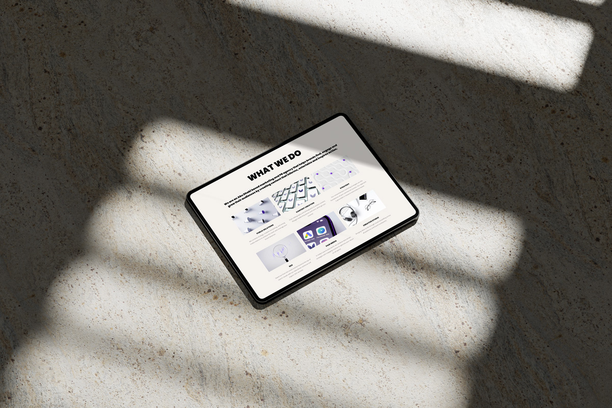 Mangrove Marketing website What We Do section on tablet